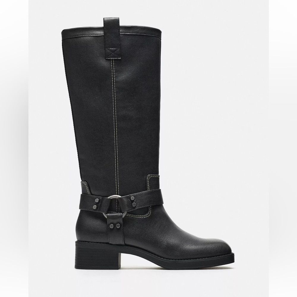 Zara Black Combat & Moto Boots